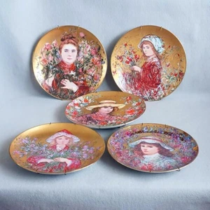 Vintage Edna Hibel Flower Girl Collector Plates Set of 5 2nd-5th Ed. 1986-1992 - Picture 1 of 11