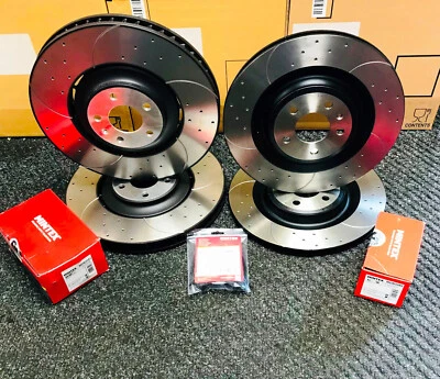 DISCOS E PASTILHAS DE FREIO RANHURADOS PERFURADOS DIANTEIROS TRASEIROS PARA AUDI S8 TFSI V8 QUATTRO 4H D4 - Imagem 1 de 4