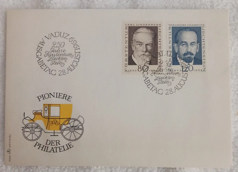 LIECHTENSTEIN - 1969 - PIONEERS OF PHILATELY FDC- VF - Image 1 of 1