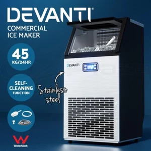 Devanti Commercial Ice Maker Machine 45kg Ice Cube Tray Bar Stainless Steel - Picture 1 of 11