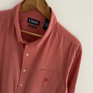 Ralph Lauren Chaps Shirt XL X Large Mens Red Solid Regular Fit Long Sleeve - Picture 1 of 9