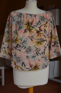 lachsfarbene Carmenbluse mit Blumen Gr. 34 von Only - Bild 1 von 6