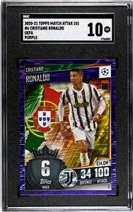 Topps Match Attax 101 UEFA CL 2020/2021 Cristiano Ronaldo #6 Purple SGC 10 Gem - Picture 1 of 2