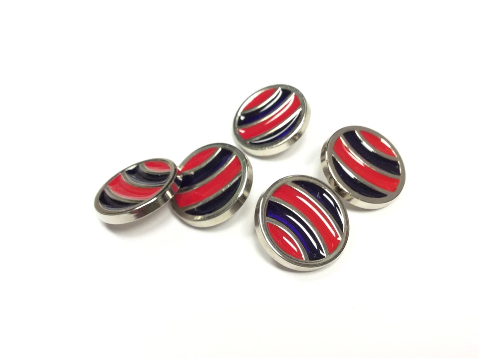 BOTTONI COUTURE 1968 TONDO  ARGENTO ROSSO E BLU CM 2,5 - Immagine 1 di 1