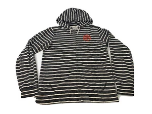 Obey Juniors Medium Heather Black White Striped Full Zip Terry Cloth Hoodie GUC - Picture 1 of 10