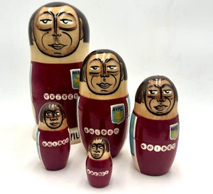 Aston Villa Nesting Doll Set Hand Painted Wooden Matryoshka Soccer Football - Picture 1 of 18