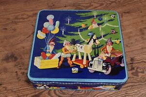 ORIGINAL / VINTAGE COLOURFUL CHRISTMAS BISCUIT TIN 