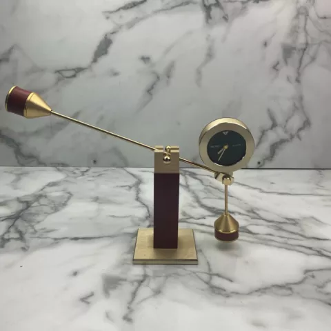 VTG Seiko Balance and Fulcrum Unique Design Clock Brass Wood Office Desk Decor Cover