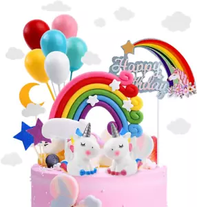 Einhorn Tortendeko Geburtstag, Kuchendeko, Macaron Kuchen Deko, Happy Birthday, - Bild 1 von 10