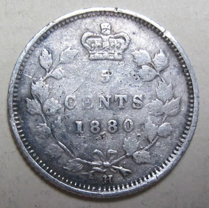 1880 H Canada silver Five Cents .925% (#47k) - Picture 1 of 2