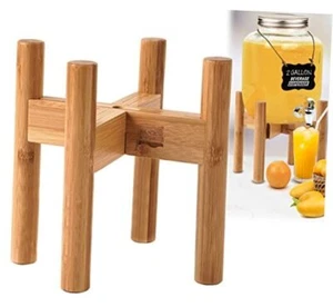 Drink Dispenser Stand - Holds Heavy Width: Adjustable 6"-10" Bamboo-Natural ADJ - Picture 1 of 8