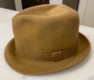 Borsalino Alessandria Serikon Light Brown Fur Felt Fedora Hat Size 7 1/4 - Picture 1 of 6