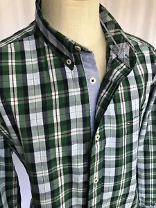 Camisa de algodón popelín para hombre Tommy Hilfiger verde a cuadros, XL - Imagen 1 de 8