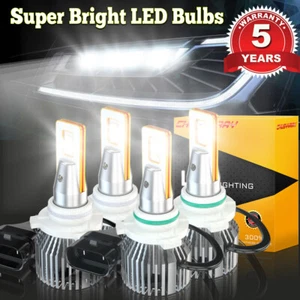 9006 9005 LED Headlight Kit Combo Bulbs 12000K High Low Beam Super Bright White - Picture 1 of 15