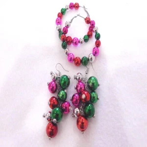 CHRISTMAS-MULTI- COLOR DANGLE & HOOP EARRINGS - Picture 1 of 10