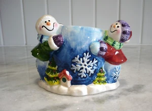 Vintage Snowman Planter Container Winter Whimsical Ceramic  H+S 2000 - Bild 1 von 10