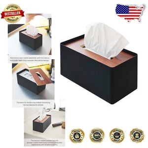 Elegante soporte para caja de pañuelos en nogal con tapa de madera de fácil acceso para hogares elegantes - Imagen 1 de 11