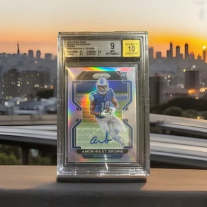 2021 Panini Prizm Amon-RA St Brown Silver Auto BGS 9 - AUTO 10 - RARE 🔥 - Picture 1 of 3