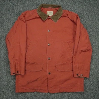 LL Bean Jacket Mens Extra Large Red Orange Field Chore Corduroy Collar - Image 1 of 4