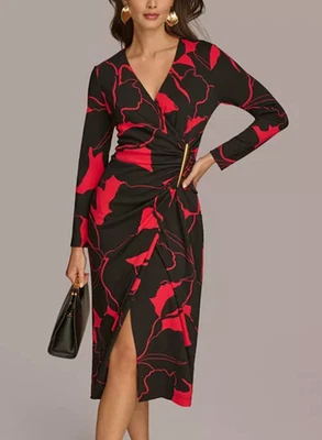 Новый с Ярлыками Donna Karan Нью-Йорк женщин Джерси бар с подкладкой платье, черный/красный, размер 10, $159 - Изображение 1 из 4