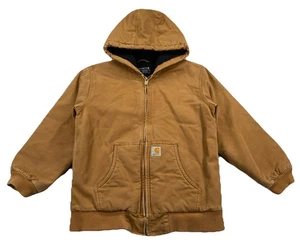 Carhartt Canvas Kapuzenjacke braun Steppfutter Jungen Large (14-16) distressed - Bild 1 von 10