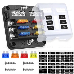 6 Way Car Boot Power Distribution 12/24V Blade Fuse Holder Box Block Panel Board - Picture 1 of 19