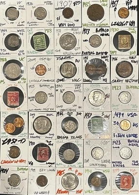VINTAGE ESTATE LOT US Coin Collection Silver,Indian Head,Buffalos,1800s,Foreigns - Image 1 of 4