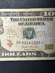 2017A $10 Dollar Bill Star Note PF00141582* Low 320K Run Atlanta Circulated - Picture 1 of 3