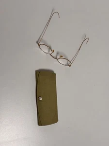 Antike runde Drahtrand verzierte Brille vergoldet mit Etui EU - Bild 1 von 7