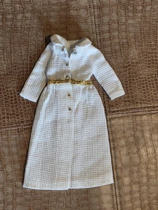 VTG '72 Skipper- White Bright ´n Sparkling White Maxi Coat w/gold belt #3374 - Picture 1 of 8
