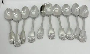 Reed & Barton Colonial Shell Table Spoons Set Of 10 - Picture 1 of 9