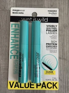 2Pcs Wet n Wild Megawear Enhance & Define Full Healthy Lashes Mascara Very Black - Picture 1 of 6