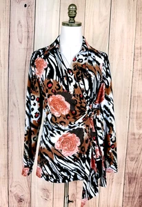Max & Rina Damen Gr. M Animal Blumen Wickelbluse Oberteil Langarm - Bild 1 von 7