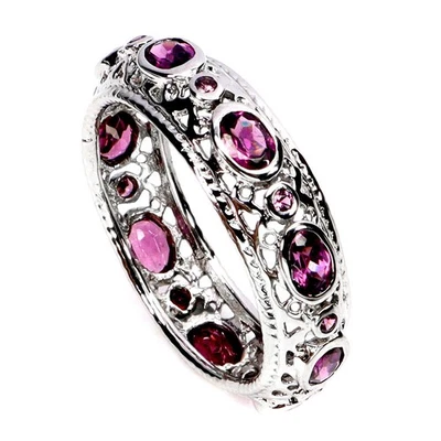 Anillo de plata de ley 925 ovalado rodolita granate 4x3 mm piedras preciosas joyería tamaño 8 Foto 1 de 4