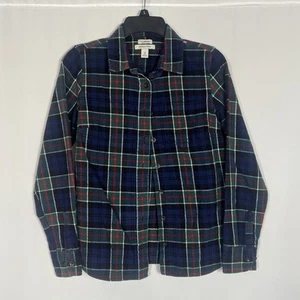LL Bean kariertes Flanellhemd mit Knopfleiste Damen Langarm grün blau XS Petite - Bild 1 von 6