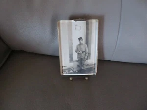 ancien cadre photo verre biseauté et bronze 14.6 cm - Photo 1/5