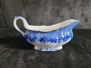 Antique Ridgway Potteries Royal Semi Porcelain Flow Blue Dundee Gravy Boat - Picture 1 of 8