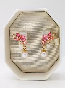 New Authentic SWAROVSKI Pink Cherry Blossom Pearl Gema Drop Earrings 5688486 - Picture 1 of 3