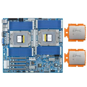 Gigabyte MZ73-LM1 (Rev. 2.0) SP5 Mainboard mit 2x AMD EPYC Genua 9174F CPU - Bild 1 von 4