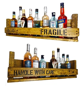 upcycling Wandbar Holz Wandregal rustikal Gewürzregal Weinregal Whiskyregal Text - Bild 1 von 13