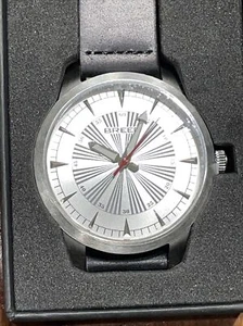 Breed Renegade Leather Band Watch - Men's Silver/Black BRD7701 New In Box - Picture 1 of 8