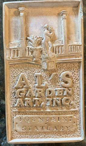 Vintage Cement Corner masonry “ Al’s Garden Art Inc Fountain Statuary Cover