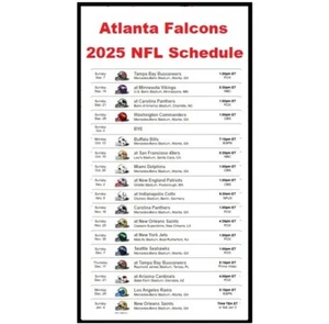 Atlanta Falcons 2025 NFL Football Schedule Refrigerator Magnet 4 by 6 inch - Picture 1 of 1