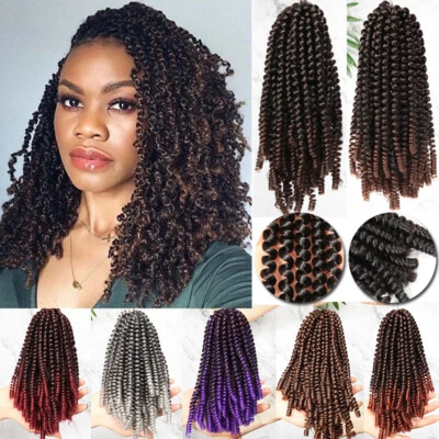 Trenzas de ganchillo trenzado sintético de 8" rizado con resorte torcido de primavera Foto 1 de 4