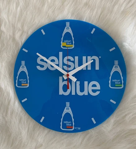 Vintage 1990 Selsun Blue Promotional Wall Clock Battery Operated Quartz Movement Cover
