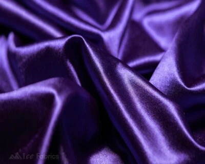 Purple 4 Way Stretch Silky Satin Fabric By Yard Thick Satin - Image 1 of 4