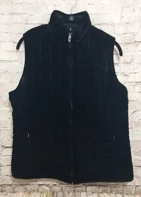 Chaleco Ralph Lauren Mujer Terciopelo Mediano Reversible Acolchado Negro Bolsillos Cuello Imitado Foto 1 de 4