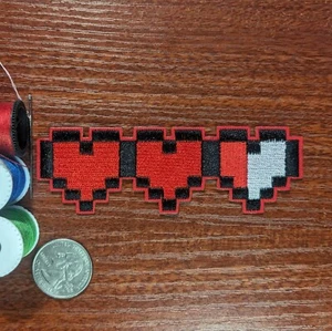 Legend of Zelda Patch Link 8 Bit Heart Nintendo NES Embroidered Iron On 1.5x4" - Picture 1 of 6