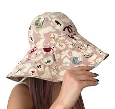 CHANEL Vintage CC Logo Bucket Hat #57 Pink Cotton Animal Accessory Rank AB