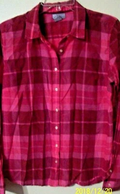 JCP Niñas Juvenil Blusa Mezcla Seda Rosa Cuadros Botón Abajo Manga Larga 26.5 L Foto 1 de 4